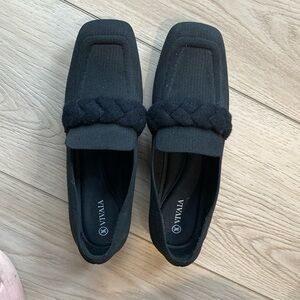 Vivaia, size 43 (11), black, square toe loafers. Excellent condition